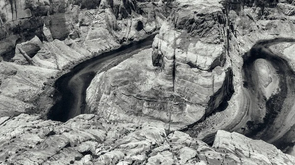 Vue Aérienne Horseshoe Bend Noir Blanc Arizona — Photo