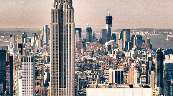 Lange Wolkenkrabbers Manhattan New York City Buitenzijde Uitzicht — Stockfoto