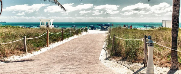 Oceánu Miami Beach Přístup Moři — Stock fotografie