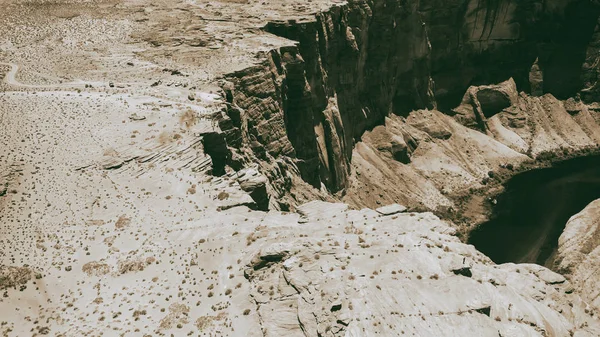 Vista Aerea Horseshoe Bend Bianco Nero Arizona — Foto Stock