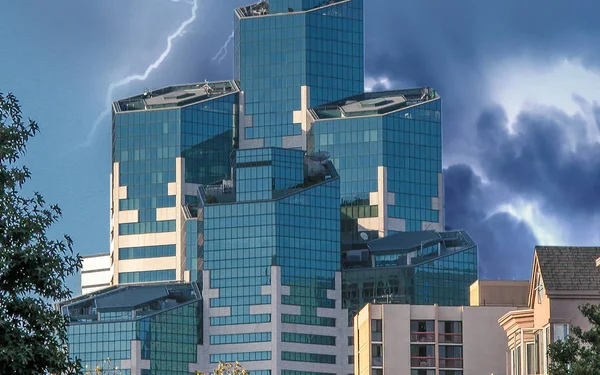 Grupp Skyskrapor Med Storm Närmar Sig San Diego — Stockfoto