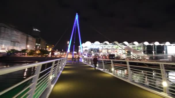 Auckland New Zealand August 2018 Night View City Port Bridge — Stock Video