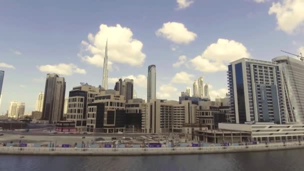 Vue Aérienne Des Gratte Ciel Centre Ville Dubaï Eau Vidéo — Video