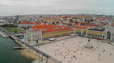 Commerce Square ve Lizbon Skyline, Portekiz havadan görünümü.