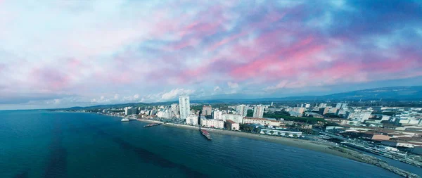 Panoramisch Luchtfoto Van Follonica Toscane Een Herfst Middag — Stockfoto