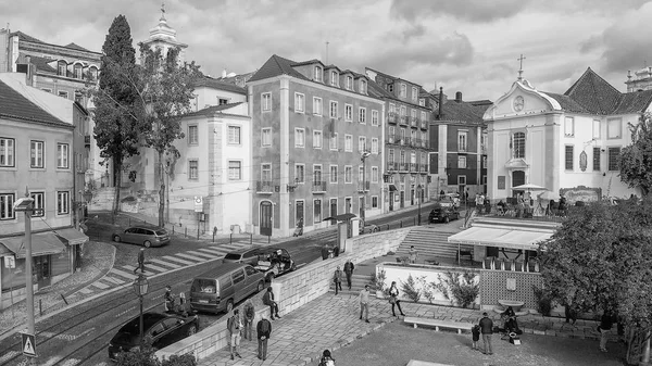 Luchtfoto Van Skyline Van Lissabon Een Zonnige Dag Lissabon — Stockfoto