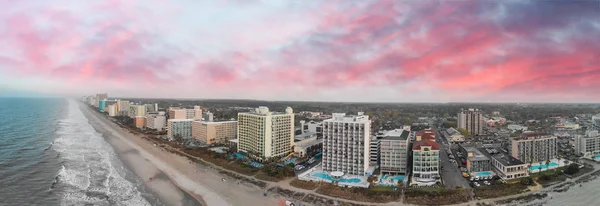 Aerial Panoramic View Myrtle Beach Skyline Coastlline Sunset South Carolina — Stock Photo, Image