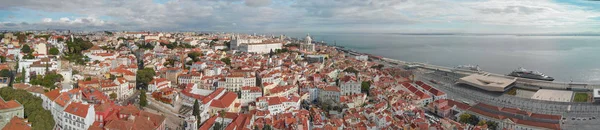 Lizbon Panoramik Hava Görünümünden Alfana Gün Batımında Portekiz — Stok fotoğraf