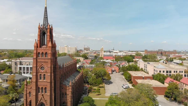 Savannah Skyline Şehir Merkezine Georgia Abd Havadan Görünümü — Stok fotoğraf