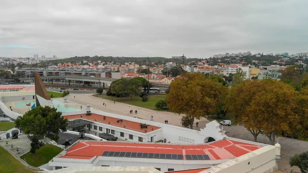 Luftaufnahme Des Handelsplatzes Und Der Skyline Von Lissabon Portugal — Stockfoto