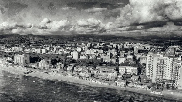 Vue Aérienne Panoramique Follonica Italie Côtes Toscane Avec Ville Océan — Photo