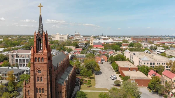 Savannah Skyline Şehir Merkezine Georgia Abd Havadan Görünümü — Stok fotoğraf