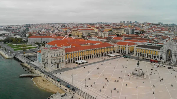 Commerce Square ve Lizbon Skyline, Portekiz havadan görünümü.