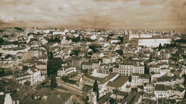 Εναέρια Άποψη Του Ορίζοντα Της Λισαβόνας Μια Ηλιόλουστη Ημέρα Λισαβόνα — Φωτογραφία Αρχείου