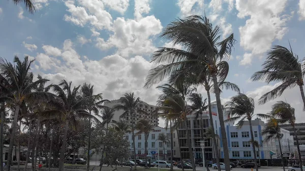 Vista Aérea Miami Beach Skyline Costa Dia Ensolarado Flórida — Fotografia de Stock