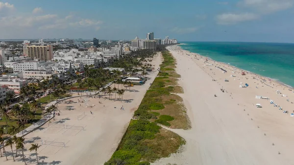 Vista Aerea Miami Beach Skyline Costa Una Giornata Sole Florida — Foto Stock
