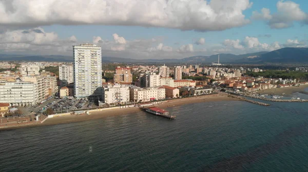 Panorama Flygfoto Över Follonica Toscana Höst Eftermiddag — Stockfoto