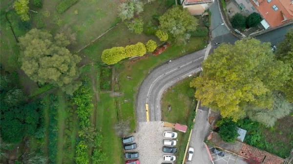 Vista Aérea Aérea Ciudad Rural Aparcamiento Europa — Foto de Stock