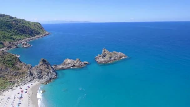 Imagens Tranquilas Belo Mar Ondulado Tonnara Beach Scoglio Ulivo — Vídeo de Stock