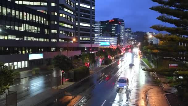 Wellington Nueva Zelanda Septiembre 2018 Calles Tráfico Por Noche Ciudad — Vídeo de stock