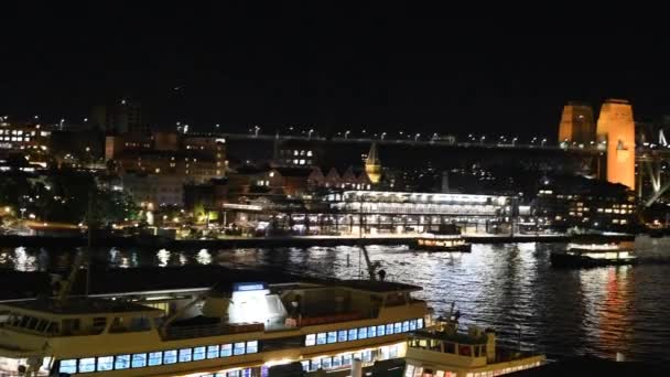 Porto Sydney Noite Austrália Vídeo — Vídeo de Stock
