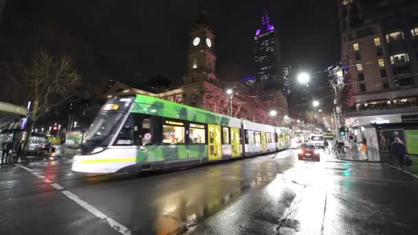 Vista Melbourne Por Noche Australia — Vídeos de Stock