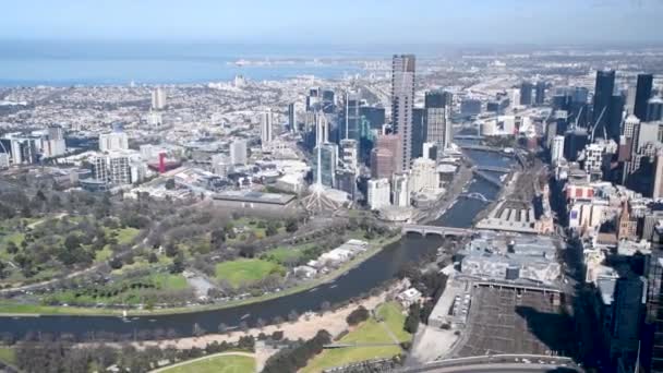 Aerial View Melbourne Skyline Australia — Stock Video