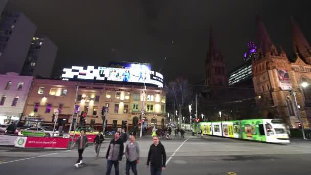 Melbourne September 2018 People Walk City Streets Night City