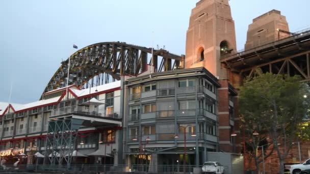 Sydney Austrália Vista Pôr Sol Ponte Porto Horizonte Cidade Norte — Vídeo de Stock