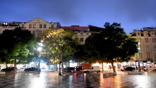 Lisbon Portugal November 2018 Rossio Square Night Lisbon Attracts Million — Stock Video