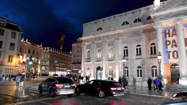 Lissabon Portugal November 2018 Teatro Nacional Maria Bei Nacht Lissabon — Stockvideo