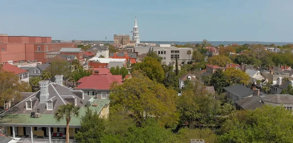 Savannah Skyline Şehir Merkezine Georgia Abd Havadan Görünümü — Stok fotoğraf