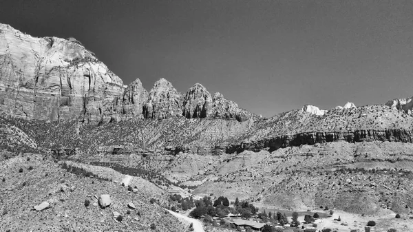 Národní Park Zion Letecký Pohled Při Západu Slunce Utah — Stock fotografie