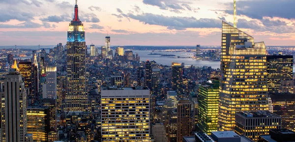 Letecký Pohled New York City Skyline Usa — Stock fotografie