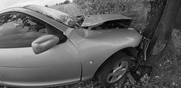 Incidente Stradale Contro Albero Italia — Foto Stock