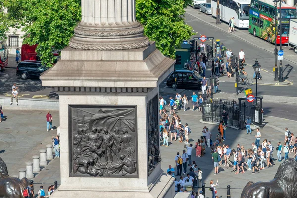 Londres Juin 2015 Touristes Trafalgar Square Vue Aérienne Ville Attire — Photo