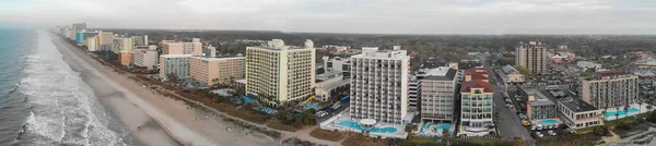 Letecký Panoramatický Pohled Panorama Myrtle Beach Coastlline Při Západu Slunce — Stock fotografie