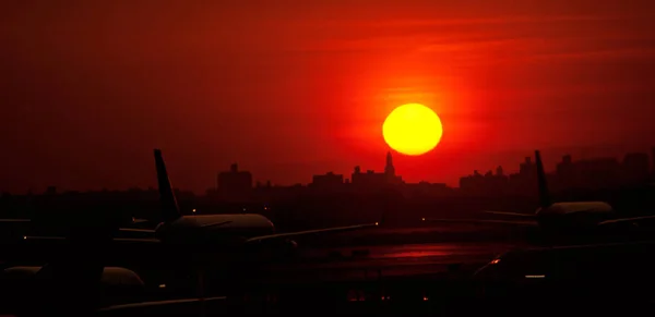 Sunset Airport New York City — Stock Photo, Image