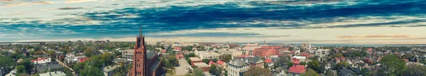 Panorama Flygfoto Över Savannen Skyline Solnedgången Georgia Usa — Stockfoto