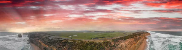 Вид Воздуха Скалы Скалы Двенадцати Апостолов Австралия Закате — стоковое фото