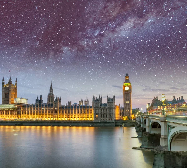 Westminster Bridge Nuit Avec Des Étoiles Londres — Photo
