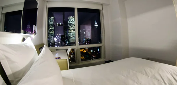Bedroom Modern New York City Hotel Eua — Fotografia de Stock