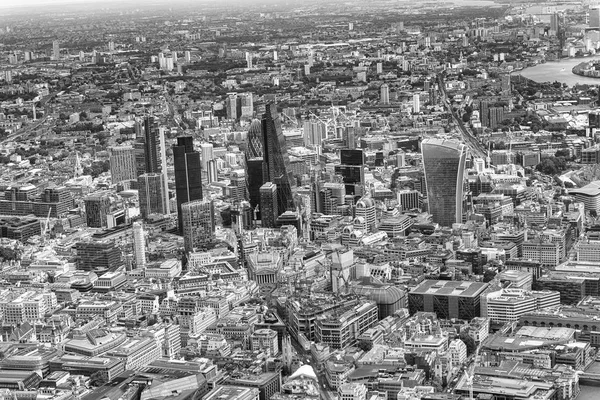 Vista Aérea Londres Distrito Negocios Con Rascacielos Altos Desde Helicóptero — Foto de Stock
