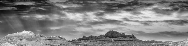 Zion National Park Vista Aérea Preto Branco Utah — Fotografia de Stock