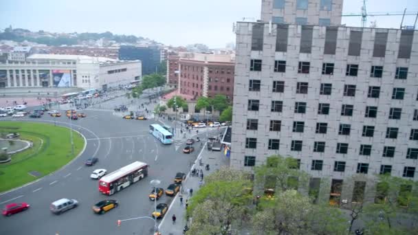 Barcelona Spain May 2018 Aerial View Day Traffic Spain Square — Stock Video