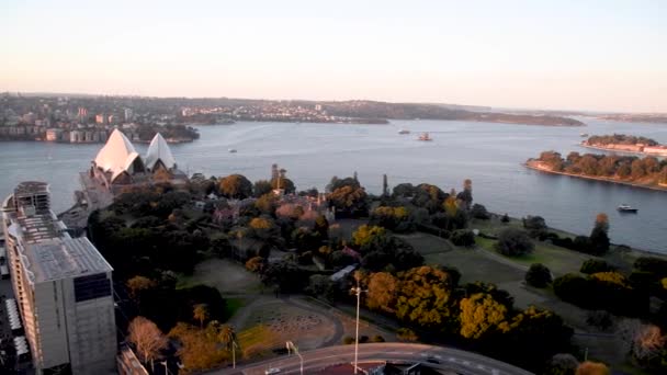 Australië Sydney Aerial Zonsondergang Skyline Video — Stockvideo