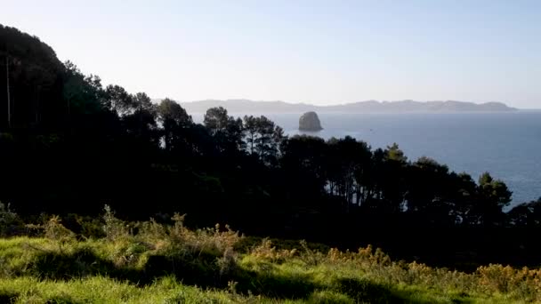 Coromandel Katedry Cove Okolicznych Gór Zachodzie Słońca Nowa Zelandia — Wideo stockowe