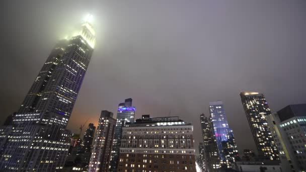Nueva York Por Noche Hermosas Luces Midtown Manhattan Vistas Desde — Vídeos de Stock