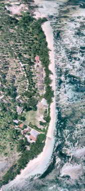 Seyşeller güzel plaj, ek yükü panoramik havadan görünümü.