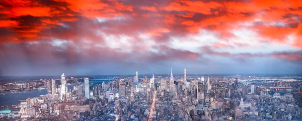 Incroyables Veilleuses Midtown Manhattan Vue Aérienne New York — Photo